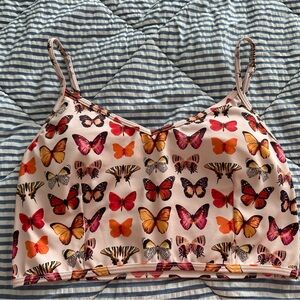 Kortni Jeane Medium Butterflies V’d Crop Top GUC